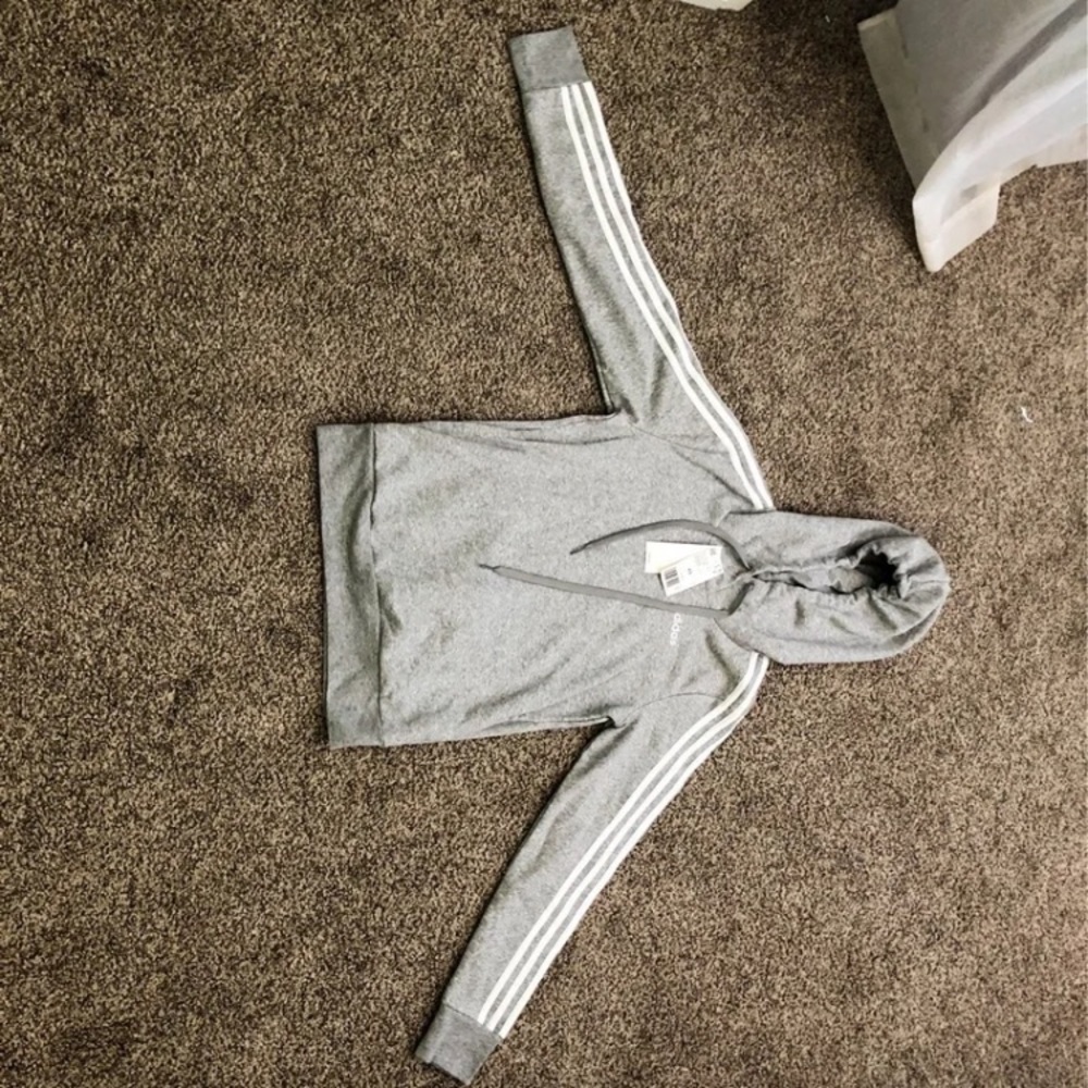 3 striped medium grey/ heather white hoodie